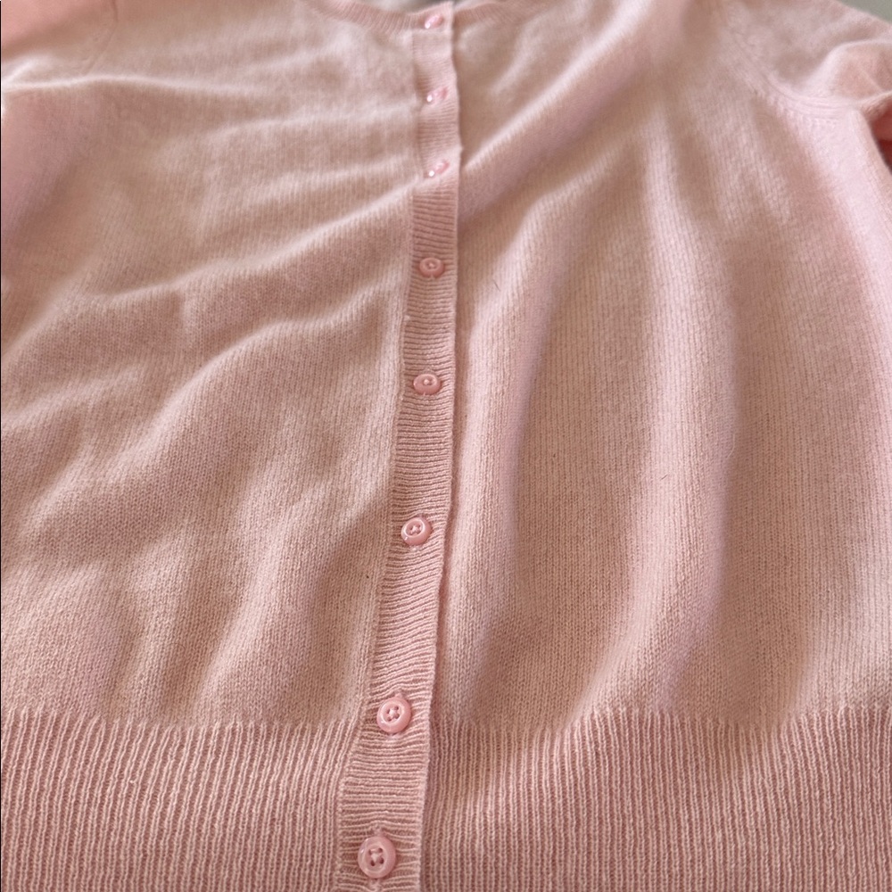 Lord & Taylor Light Pink Cashmere-Blend Crewneck Cardigan - Picture 3 of 6